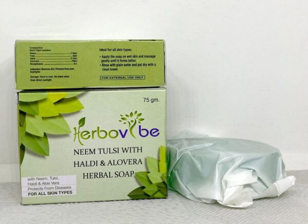Neem Tulsi With Haldi & Alovera Herbal Soap image